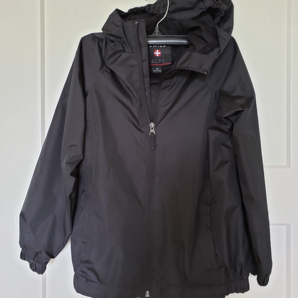 Boys Swiss Alps Brand Black Rain Coat SZ Large